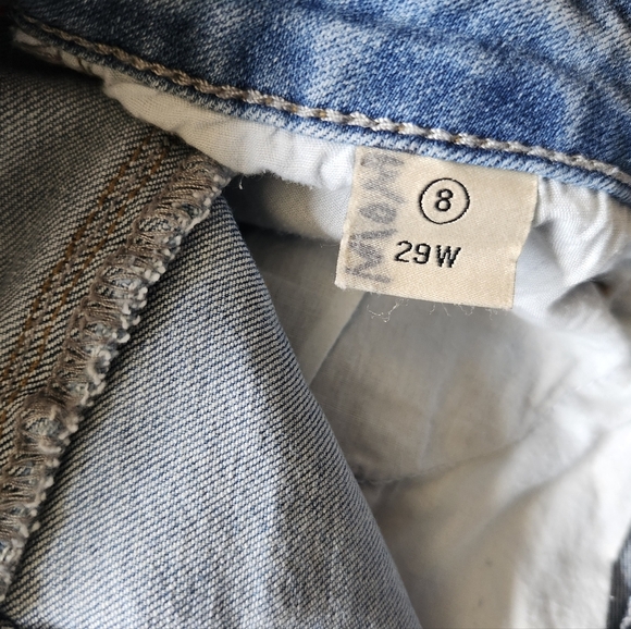 Hocaies Distressed Mid Rise Denim Shorts with Folded Cuffs - Picture 3 of 4